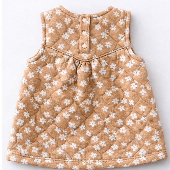 Nicole Miller Baby Quilted Floral Dress 6-9M Tan Cottagecore - Picture 3 of 3